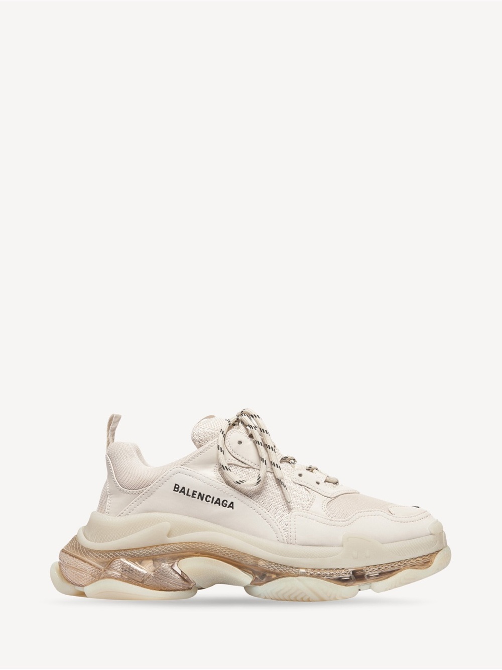 Balenciaga Triple S Runner Sneaker in Cream with Gold Accents
